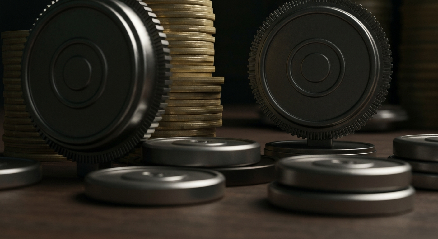 An extreme close-up of gears, levers, and other industrial banking machinery, conveying the tangible, physical nature of financial trading platforms.