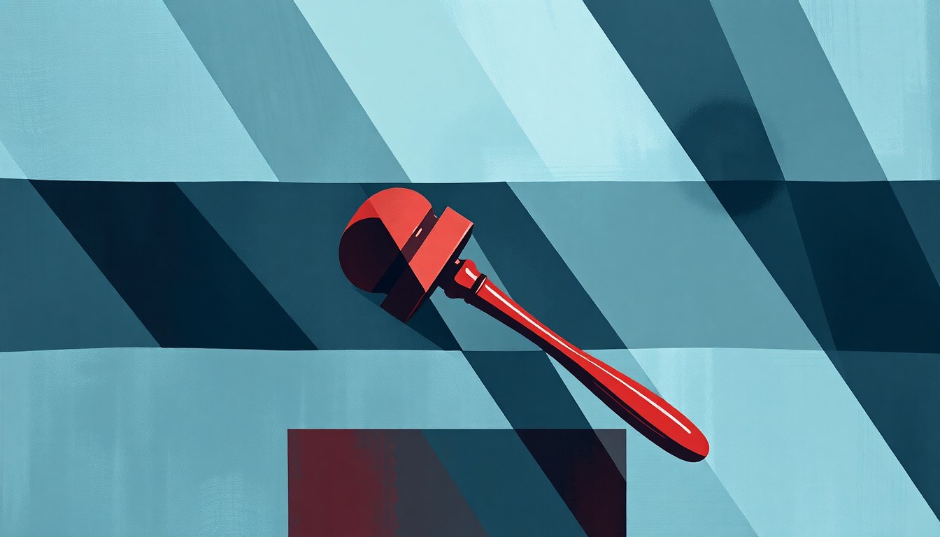 A fragmented, overlapping painting of a political symbol in muted blue, gray, and red tones, conveying the disruptive nature of government shutdowns.