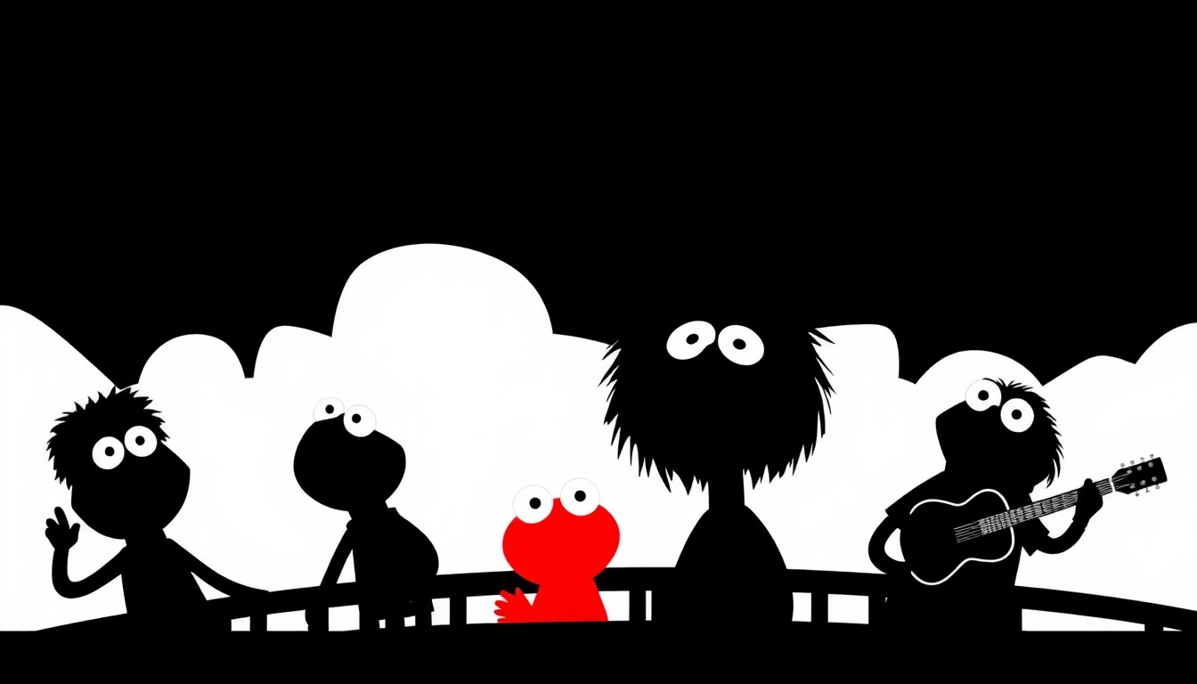 A striking black silhouette of the Rock 'n' Roller Coaster ride vehicle against a bold red background, conceptually representing the Muppets-themed revamp of the classic Disney attraction.