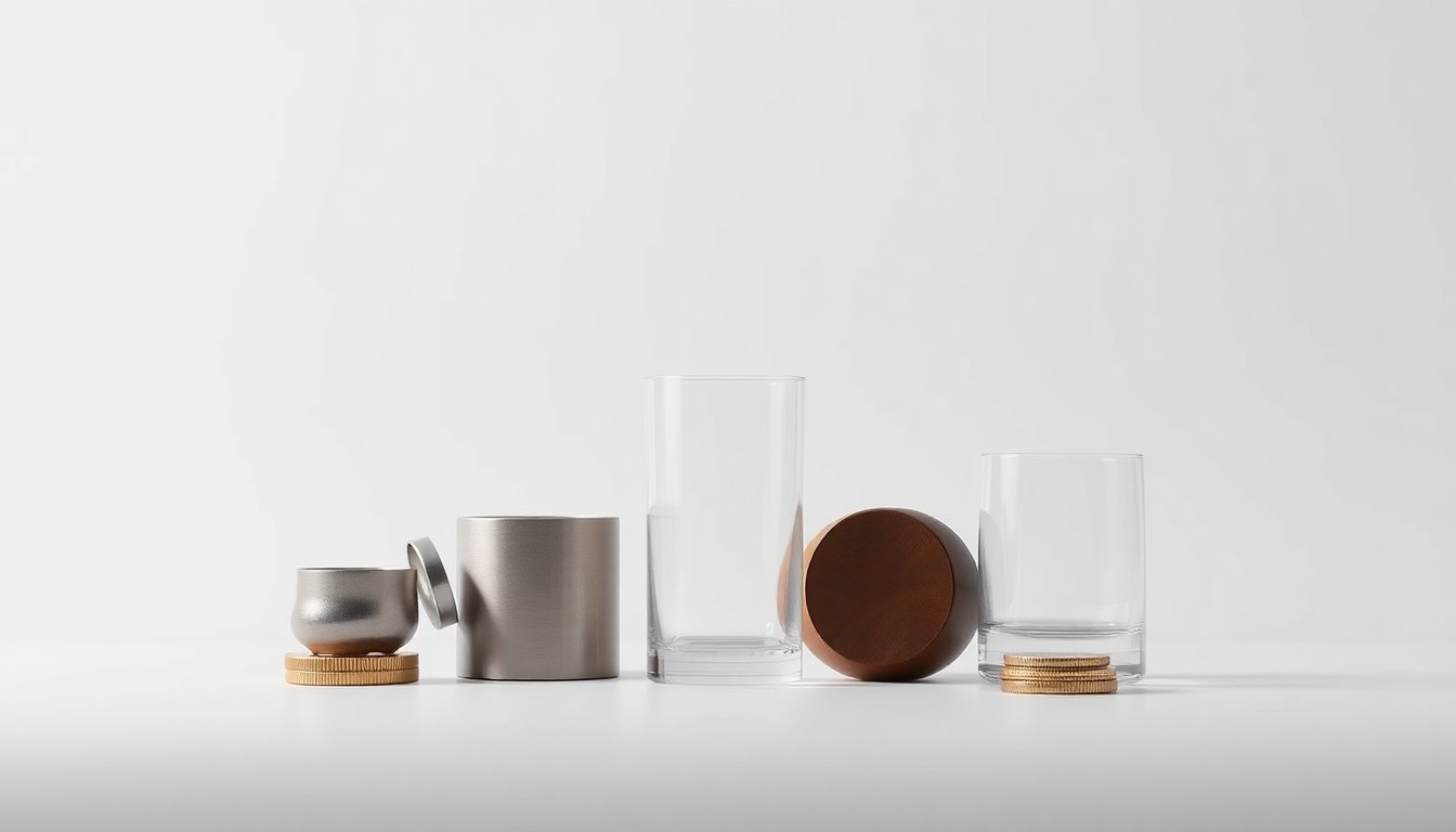 A high-end, photorealistic studio still-life photograph featuring a clean, monochromatic background with a few premium, polished objects arranged elegantly, representing the abstract concepts of corporate strategy, finance, and economic growth in Central Oregon.