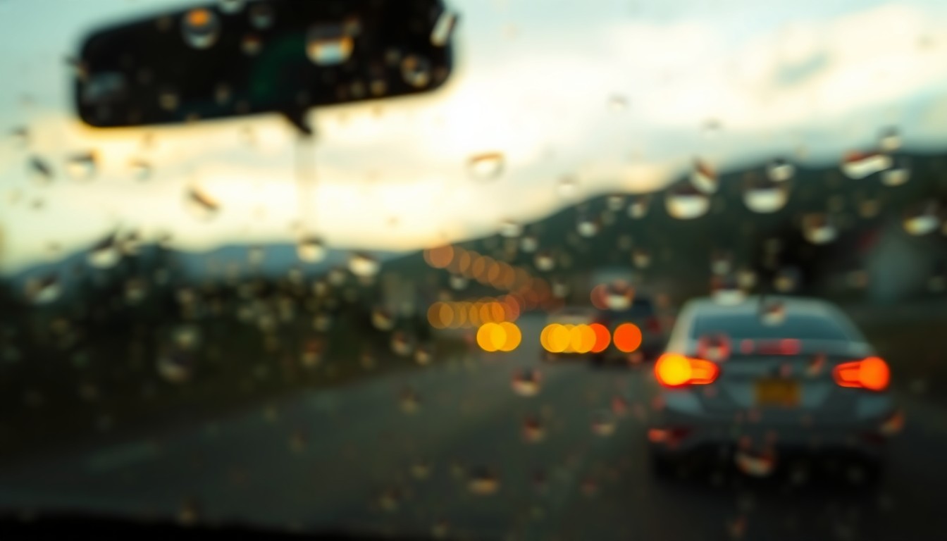 An abstract, impressionistic scene of a summer road trip, with blurred shapes and colors representing the open road, lush landscapes, and the freedom of the open highway.