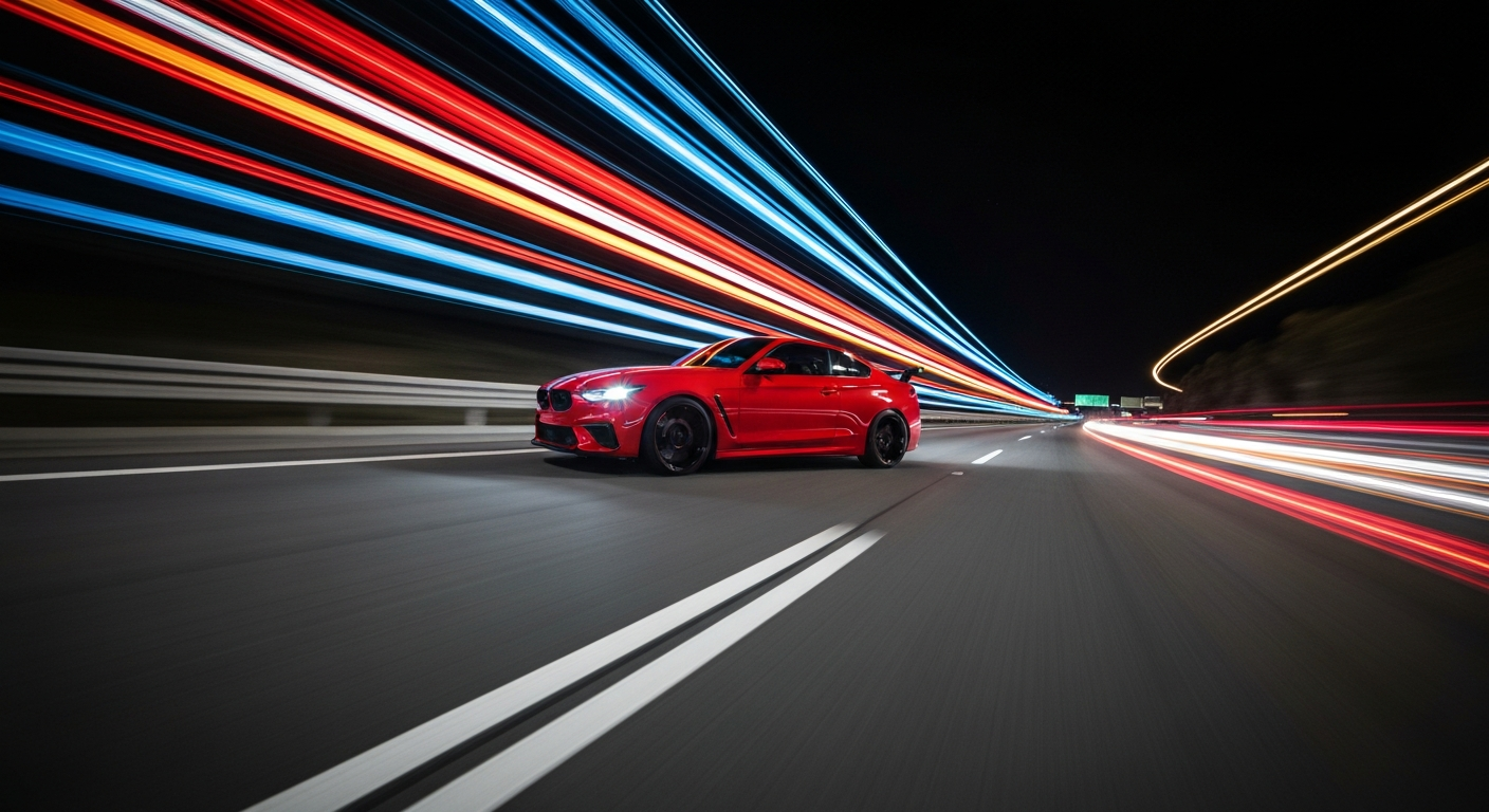 A blurred, abstract image of an electric vehicle in motion, with vibrant streaks of color representing the dynamic energy and modern engineering of the automotive industry.
