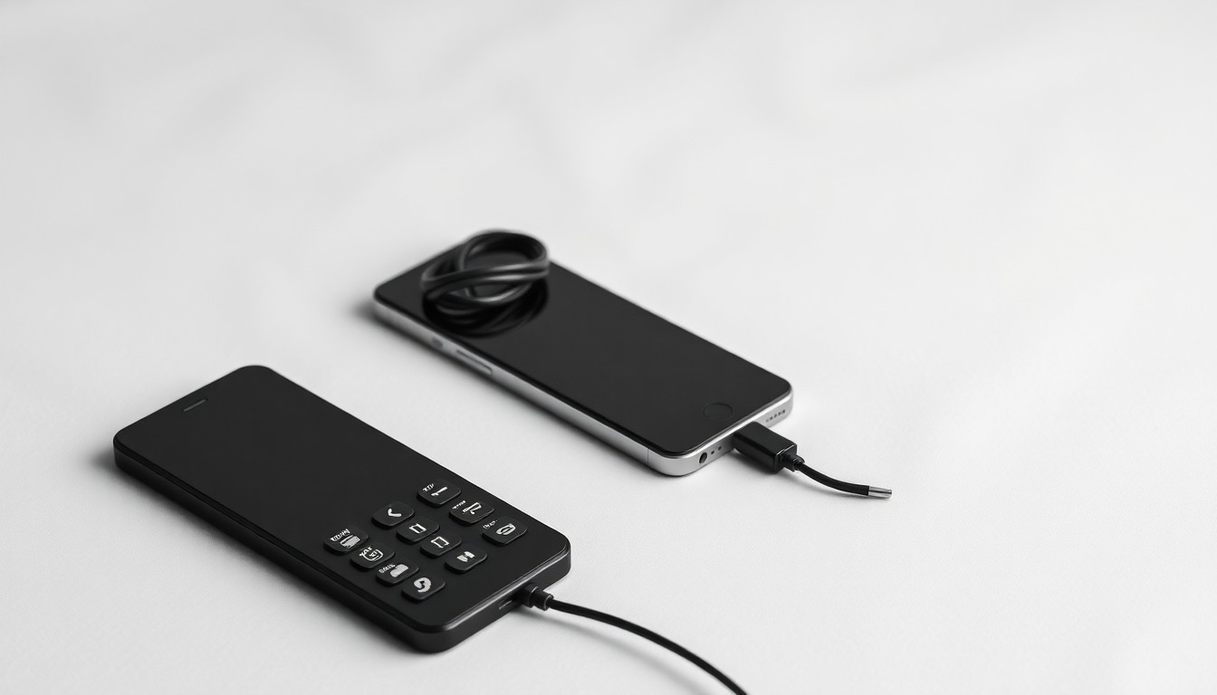 A high-end, photorealistic studio still-life photograph featuring a sleek smartphone, a remote control, and a crumpled cable on a clean, monochromatic background, conceptually representing the decline of traditional home shopping networks in the digital age.