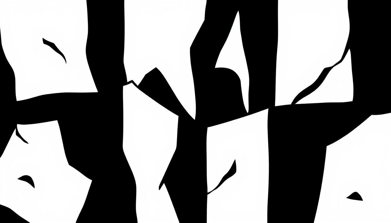 An abstract composition of sharp, angular black shapes against a stark white background, conceptually representing the versatility of ceramic art.