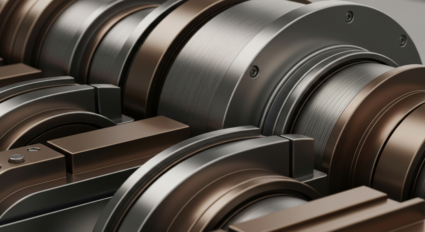 An extreme close-up of intricate, interlocking gears and levers in a banking vault, conveying a sense of institutional financial security and economic power.