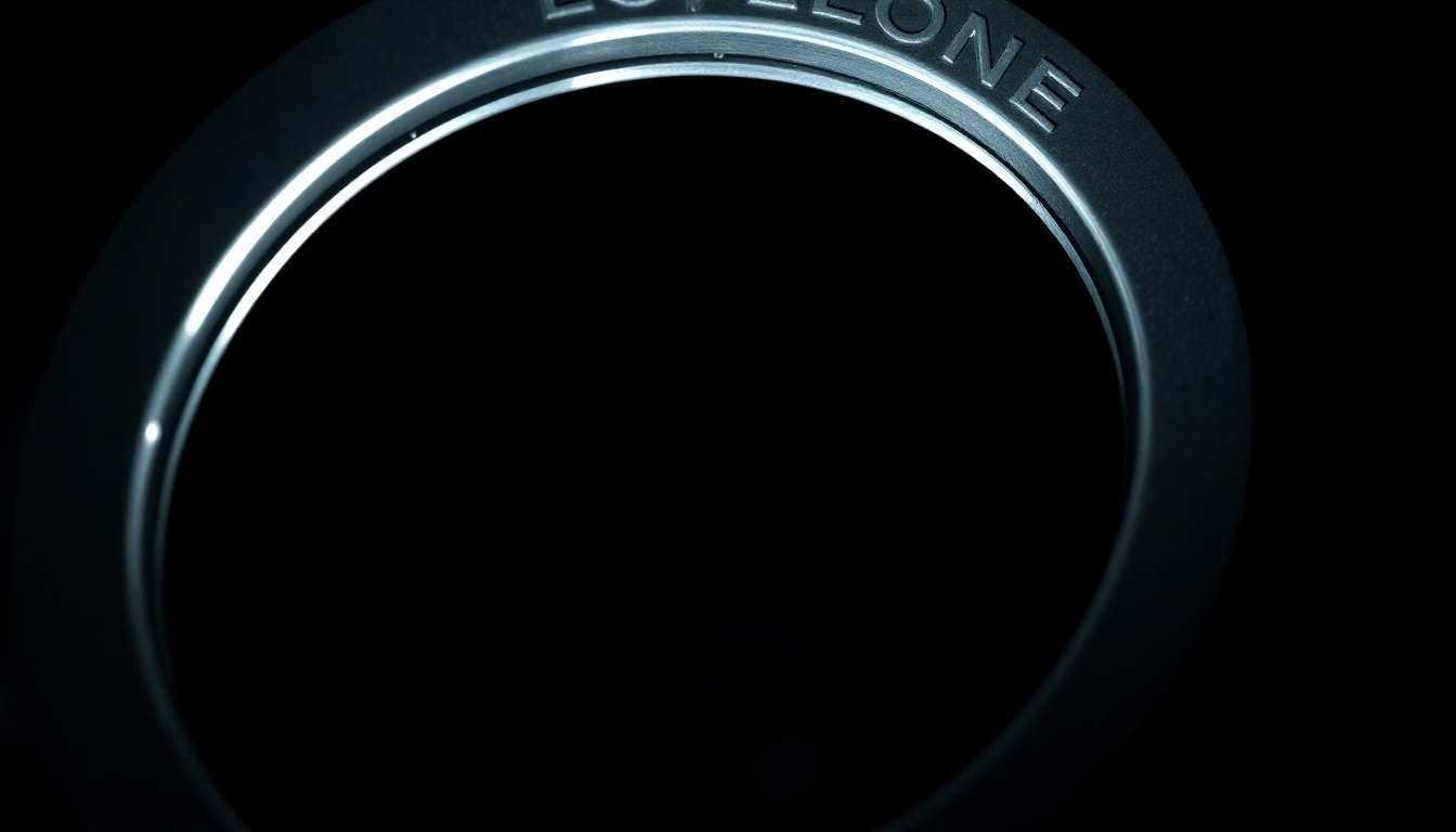 An extreme close-up of a shiny metal law enforcement badge or handcuff, dramatically lit by a harsh flash against a pitch-black background, conceptually representing the aggressive tactics used by federal immigration agents that have sparked backlash from local officials.