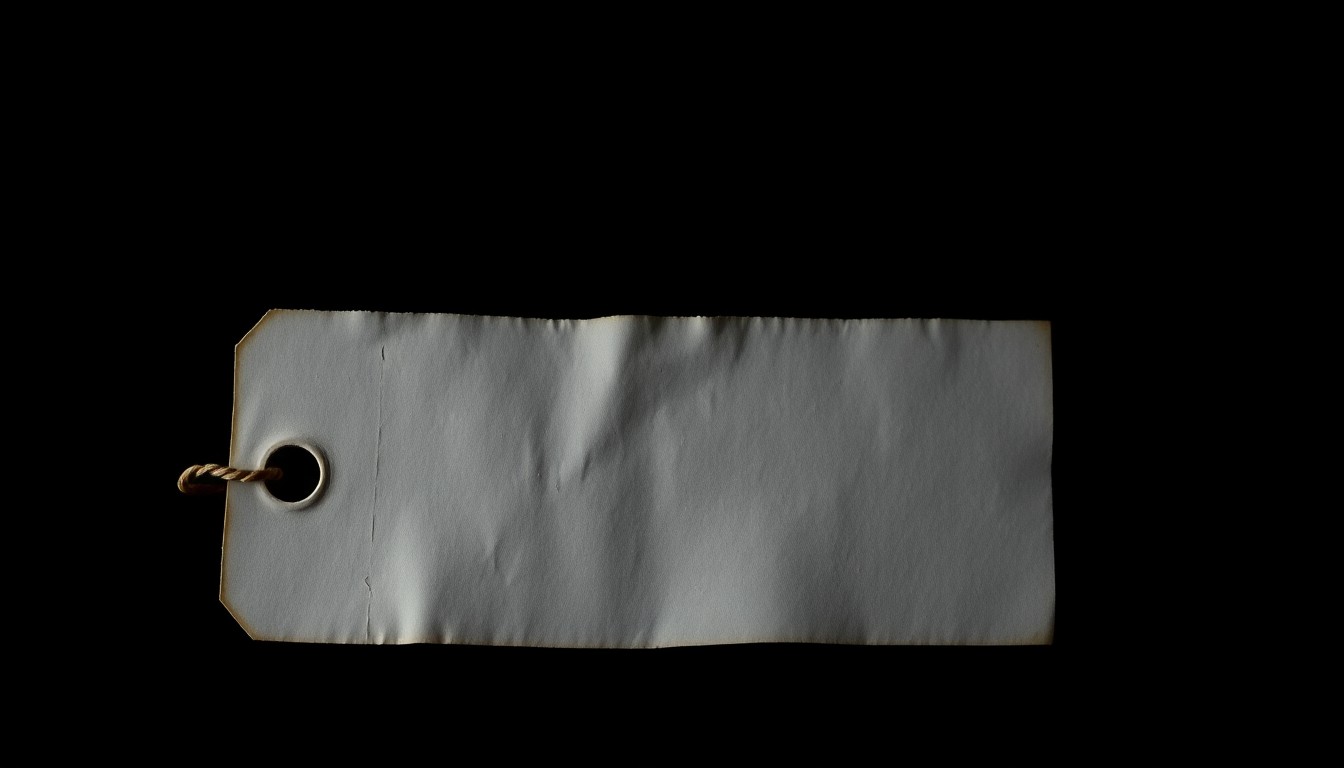 An extreme close-up of a crumpled police evidence tag reflecting the harsh light of a direct camera flash, conceptually representing the intimidation and abuse faced by witnesses in a criminal case.