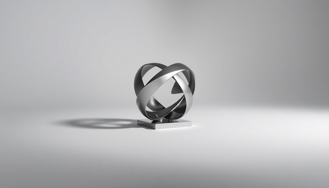 A highly polished, geometric metal sculpture or abstract object arranged elegantly on a clean, monochromatic background, using dramatic studio lighting to symbolize the strategic leadership and capital markets expertise Netcapital is bringing to its platform.