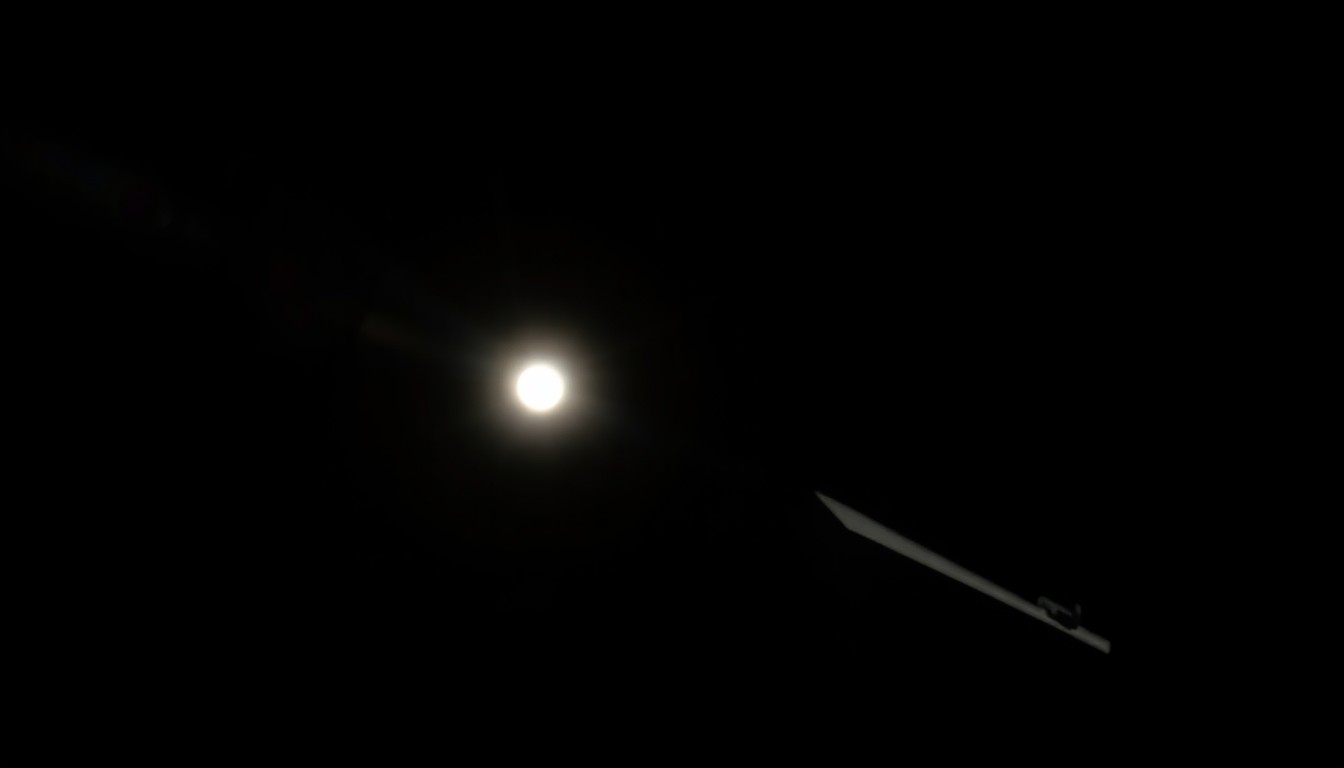 An extreme close-up photograph of a police radio or other law enforcement equipment, its metallic surface reflecting harsh light and creating a stark, gritty visual that conceptually represents the tense investigation into a reported armed threat near a college campus.