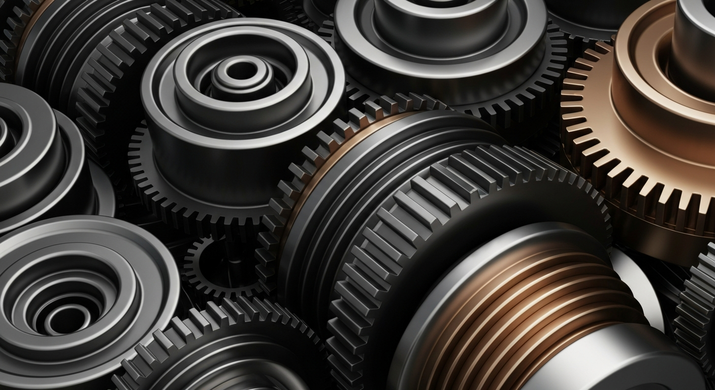 An extreme close-up of intricate, metallic banking machinery and gears, conveying a sense of the secure, institutional power of the financial industry through a cinematic, high-contrast visual style.