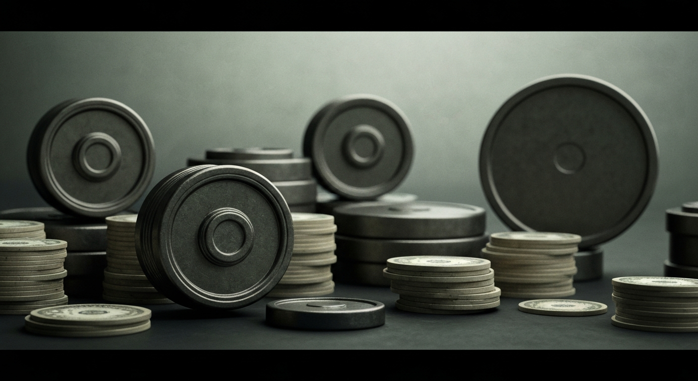 An extreme close-up of gears, levers, and other industrial machinery, conveying the intricate workings of the financial system that Uber operates within.