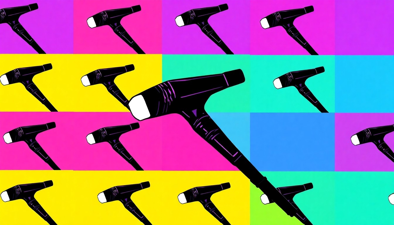 A highly stylized, silkscreen-inspired illustration featuring a welding torch repeated in a grid pattern, rendered in bold, neon-like colors that transform the utilitarian tool into a vibrant, pop art-inspired visual metaphor.