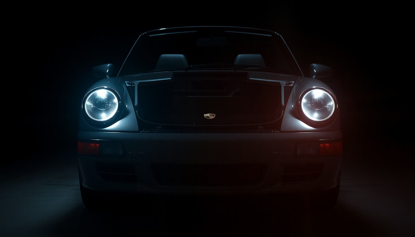 An extreme close-up photograph of the bare metal frame and exposed wiring of a Porsche 911 Cabriolet, conveying the stark, gritty aftermath of a professional auto theft.