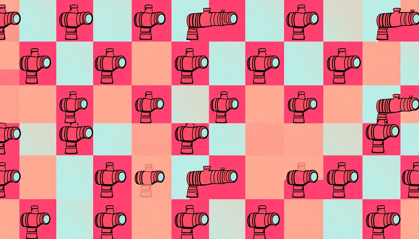 A brightly colored, high-contrast silkscreen-style illustration featuring a repeated icon of a water pipe or water meter in a grid pattern, using vibrant neon colors and heavy black outlines to transform the everyday utility object into a modern pop art piece.