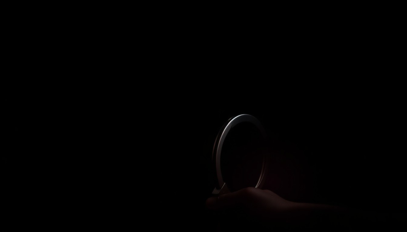 An extreme close-up photograph of a police handcuff against a pitch-black background, lit by a harsh, direct camera flash, conceptually representing the need for safer arrest procedures.