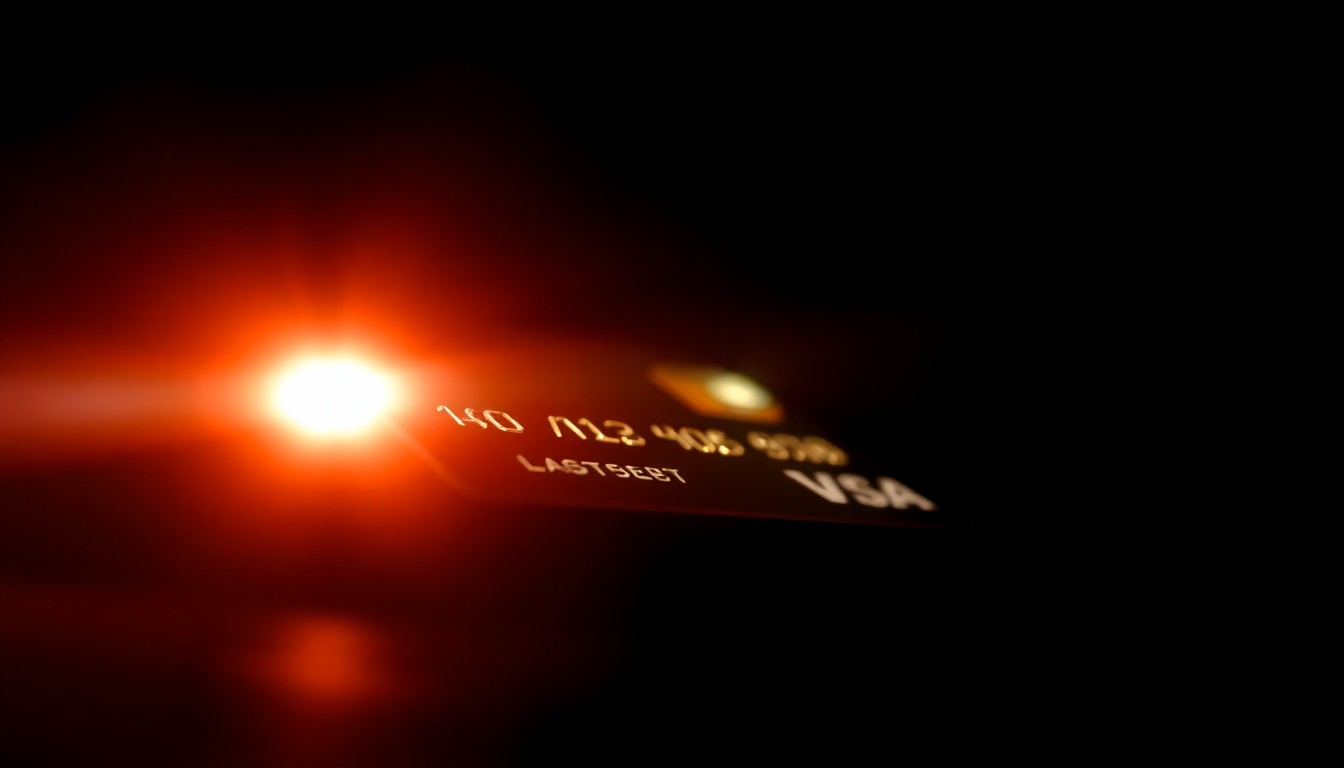 An extreme close-up photograph of a credit card skimming device, its metallic components and circuit board details sharply illuminated by a harsh camera flash against a pitch-black background, conceptually illustrating the gritty, investigative nature of this crime.