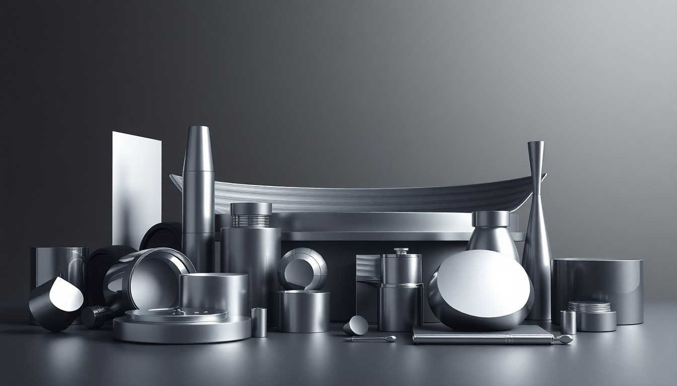 A minimalist studio still life featuring a collection of shiny, metallic geometric objects in muted grey and silver tones, conceptually representing the corporate merger and stadium name change.
