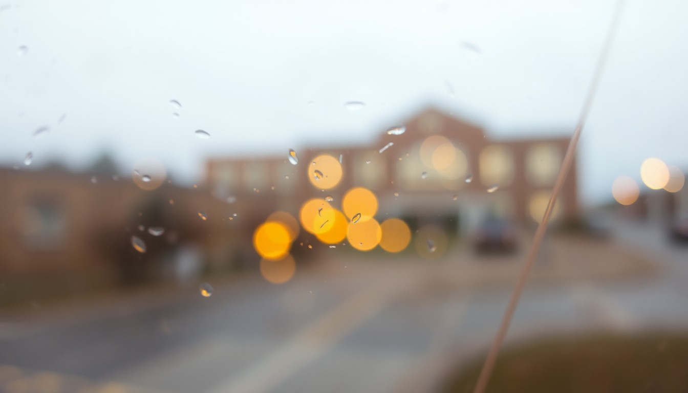 An abstract, impressionistic photograph of soft, blurred shapes in warm tones, conceptually representing the emotional uncertainty surrounding the potential closure of a small-town high school.