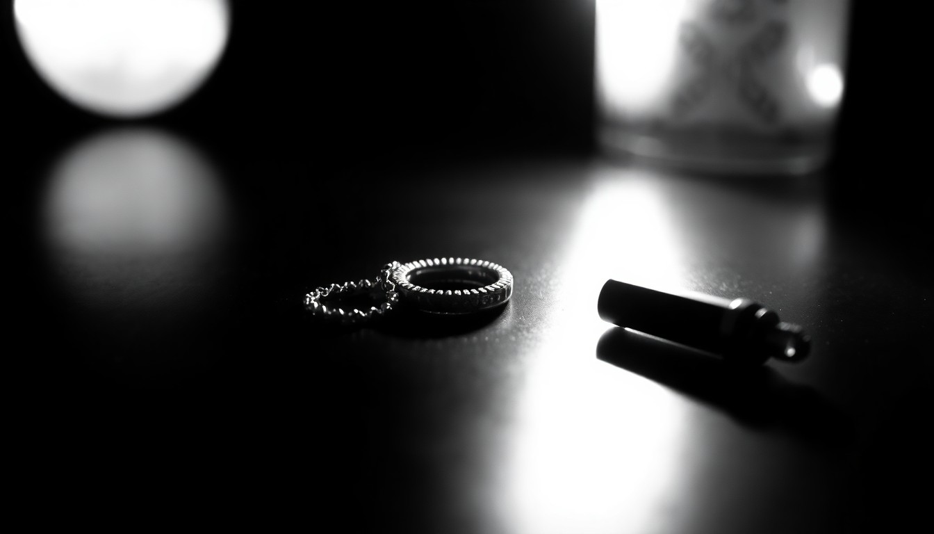 An extreme close-up photograph of a single piece of evidence from the Nancy Guthrie abduction case, such as a piece of jewelry or a household item, lit by a harsh, direct camera flash against a pitch-black background, conceptually illustrating the investigative efforts to uncover new leads.