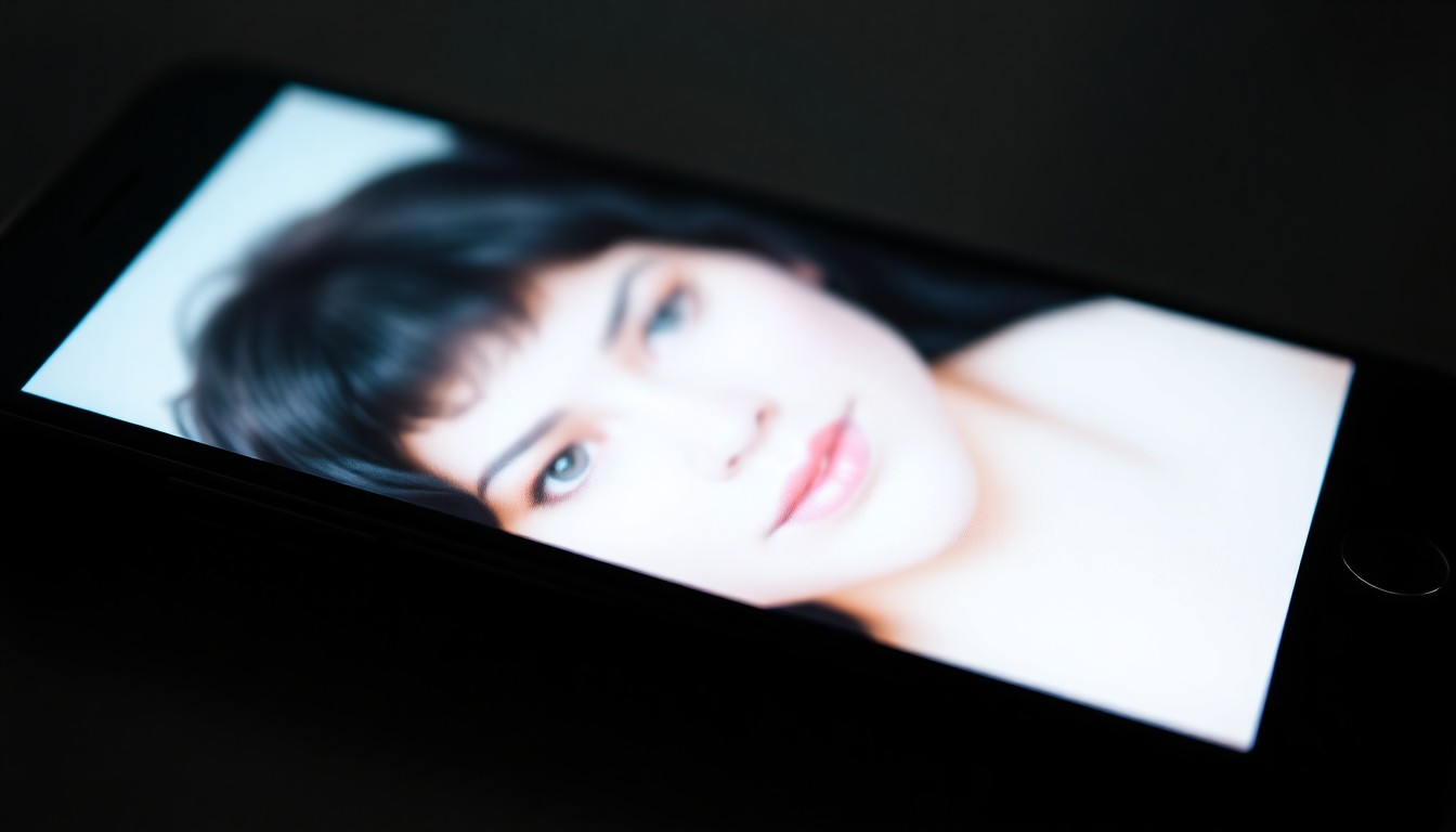 An extreme close-up photograph of a mobile phone screen displaying a blurred, pixelated image, conceptually representing the investigation into the circulation of inappropriate content.