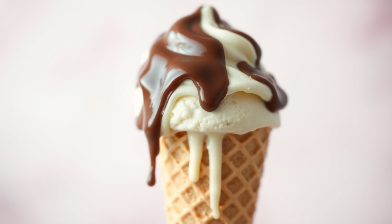 An abstract, impressionistic photograph of a melting ice cream cone in soft, warm colors, conveying a sense of nostalgia and the fleeting nature of cherished local institutions.