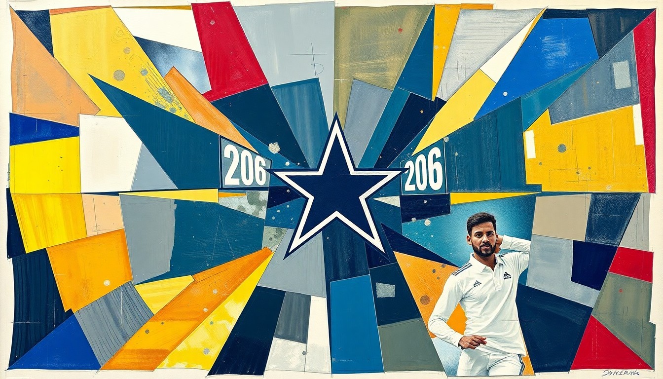 A cubist, geometric painting depicting fragmented football players, stadiums, and draft-related imagery, capturing the energy and anticipation of the NFL Draft through Picasso's distinctive artistic style.