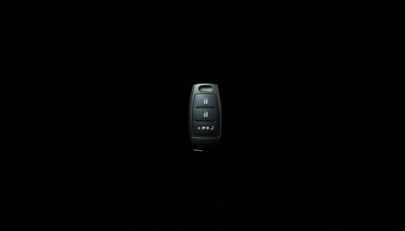 An extreme close-up photograph of a car key fob against a pitch-black background, lit by a harsh, direct camera flash, conceptually representing the physical evidence found in the Isabella Comas disappearance case.