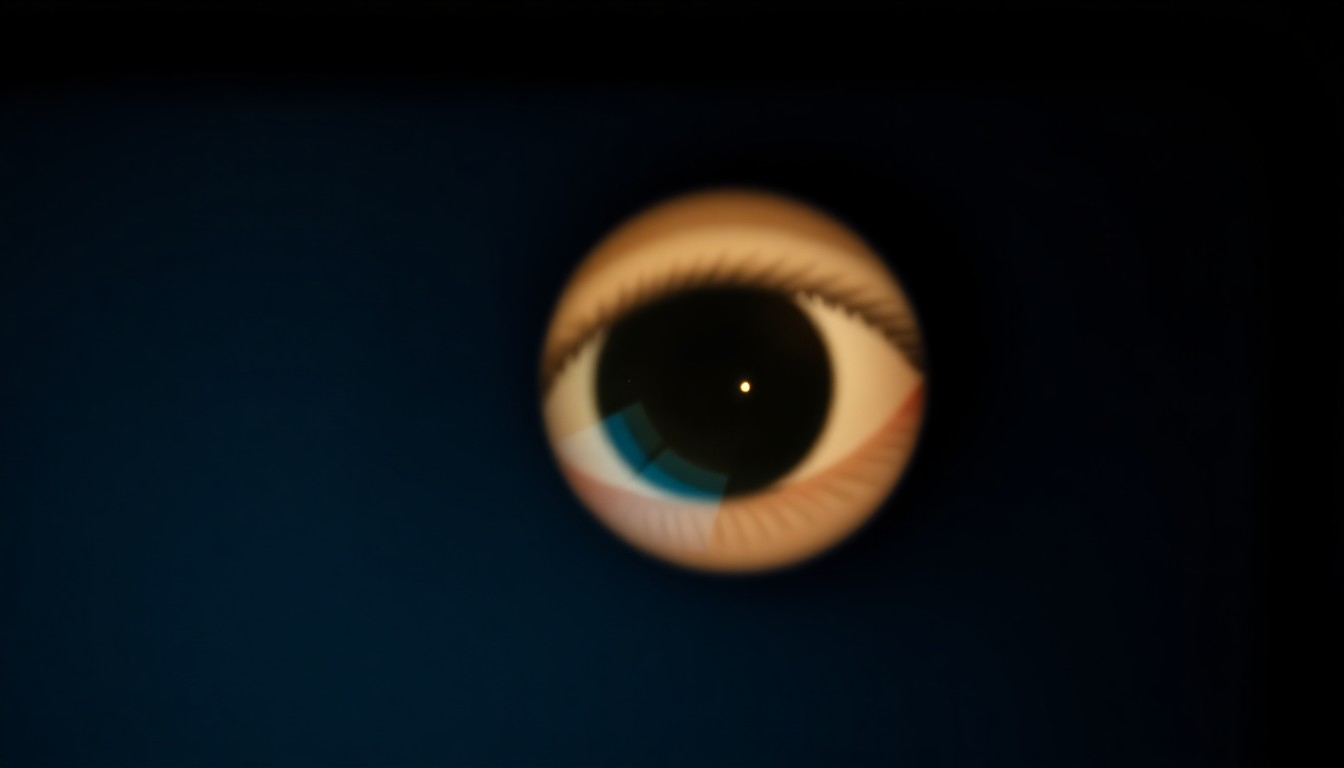 An extreme close-up photograph of a smartphone lens, the glass surface reflecting a faint glow, conceptually representing the covert filming of children.