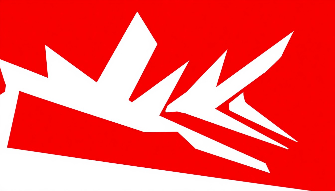 A striking abstract composition of jagged, overlapping geometric shapes in bold red, white, and black, conceptually representing the experimental and psychedelic nature of Cream's 'Wheels of Fire' album.