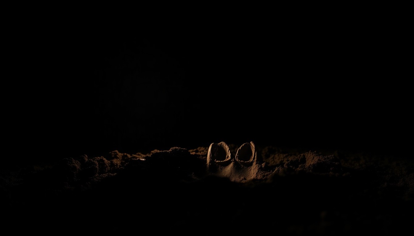 An extreme close-up photograph of a cow hoof print in the dirt, capturing the gritty, investigative aesthetic of the incident.