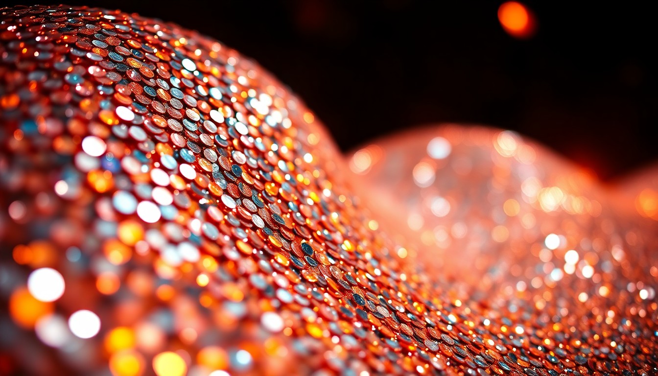 An abstract close-up image featuring shimmering, high-contrast textures of sequins and glittering glass, conveying the glamour and energy of the entertainment industry without depicting any specific people, objects, or settings.