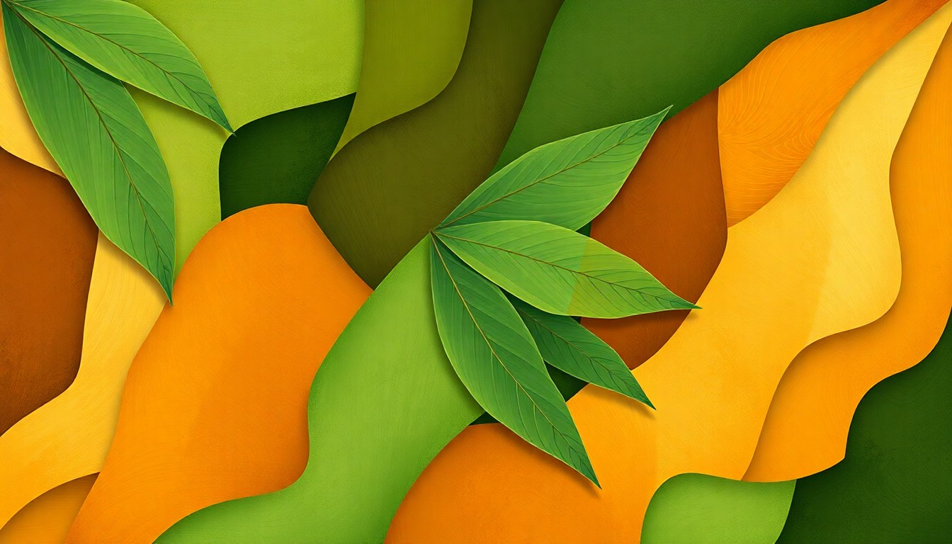A vibrant, abstract painting of a hemp leaf in overlapping, fractured geometric shapes and brushstrokes, conveying the sense of legal and regulatory uncertainty surrounding hemp products.