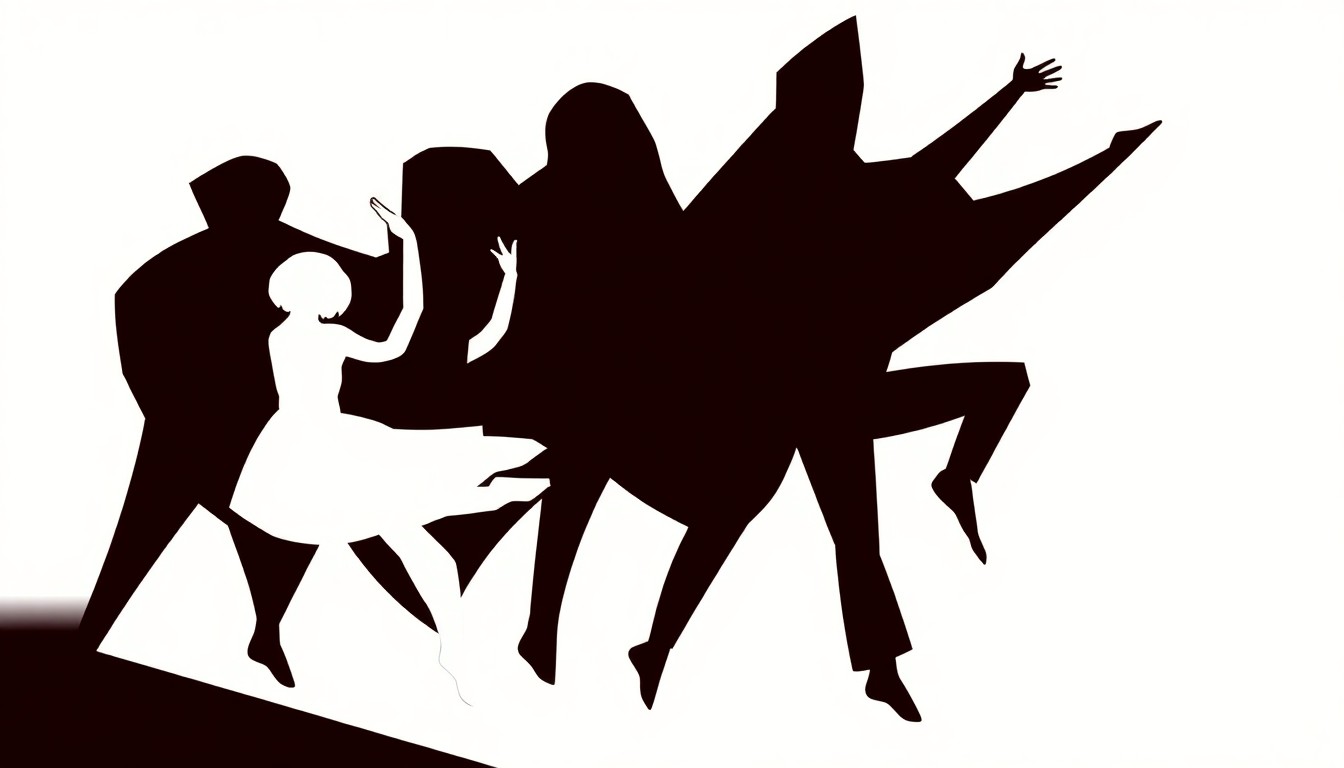 A bold, abstract composition of jagged, geometric shapes in striking red and white, conceptually representing the diverse range of dance styles and perspectives featured in the 'Days of Dance' performances at the FSU School of Dance.