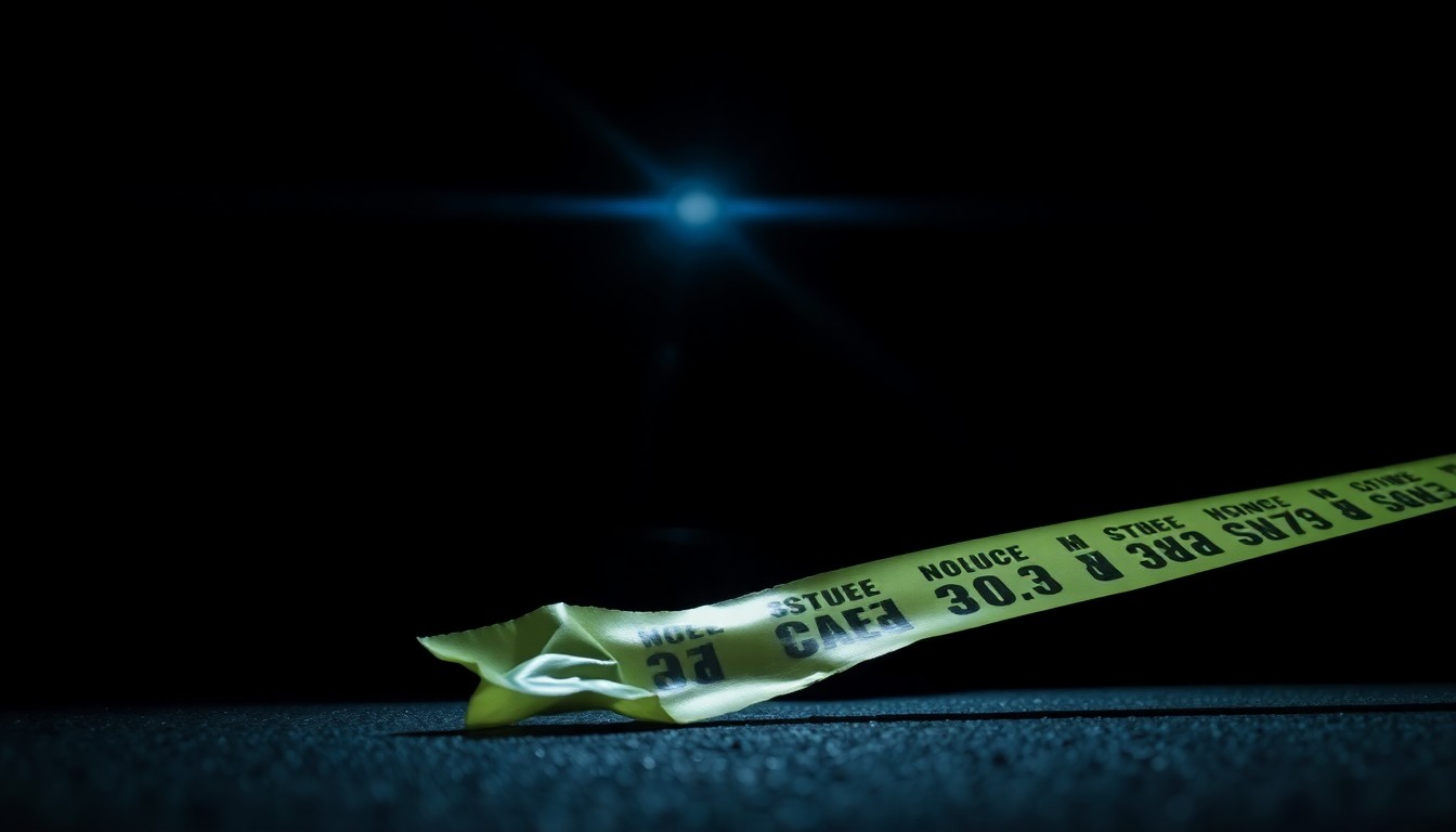 An extreme close-up photograph of a single piece of physical evidence related to the Tiera Strand investigation, such as a car part, a piece of clothing, or an object found at the crime scene, lit by a harsh, direct camera flash against a pitch-black background, conceptually illustrating the investigative nature of the case.