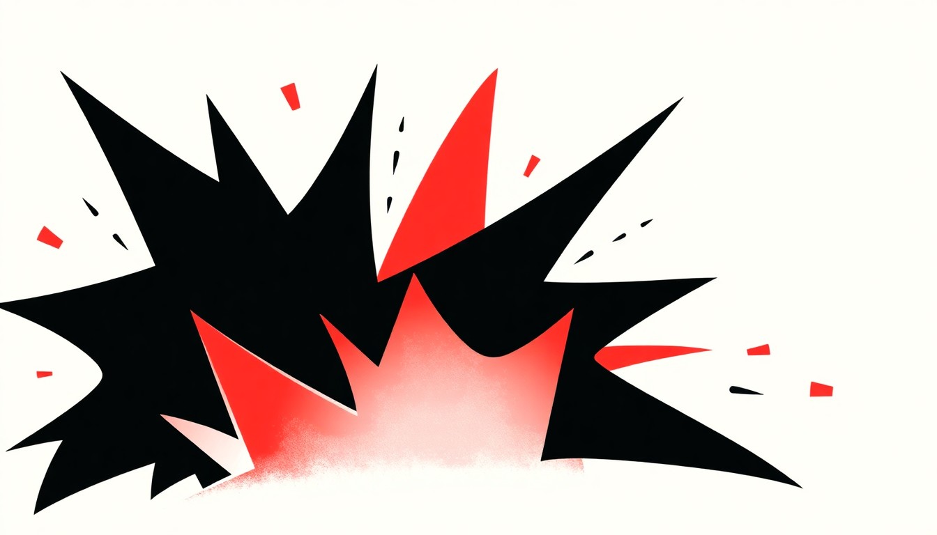 A striking, minimalist illustration featuring bold, geometric shapes in black, red, and white, conceptually representing the diverse theatrical productions coming to the Engeman Theater.