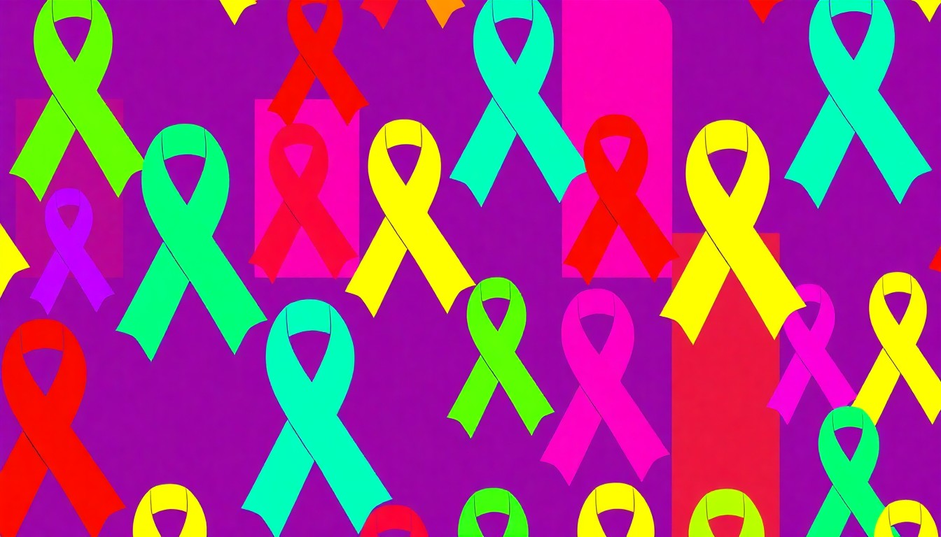 A bold, abstract grid of brightly colored survivor empowerment symbols, conveying the energy and resilience of the local community event.