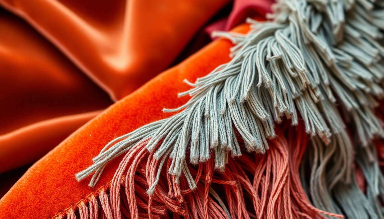 An extreme close-up photograph of lush, jewel-toned velvet and silk textiles, capturing the opulent, high-fashion aesthetic of the set design for the character of Lindsay in the Netflix series Beef.