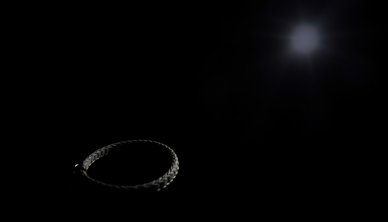 An extreme close-up of a tattered dog collar against a stark black background, conveying the somber and disturbing nature of the animal abuse case.