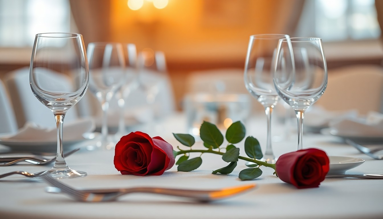 An abstract, out-of-focus photograph depicting the soft, warm lighting and refined table setting of a high-end restaurant, conceptually representing the loss of a culinary icon.