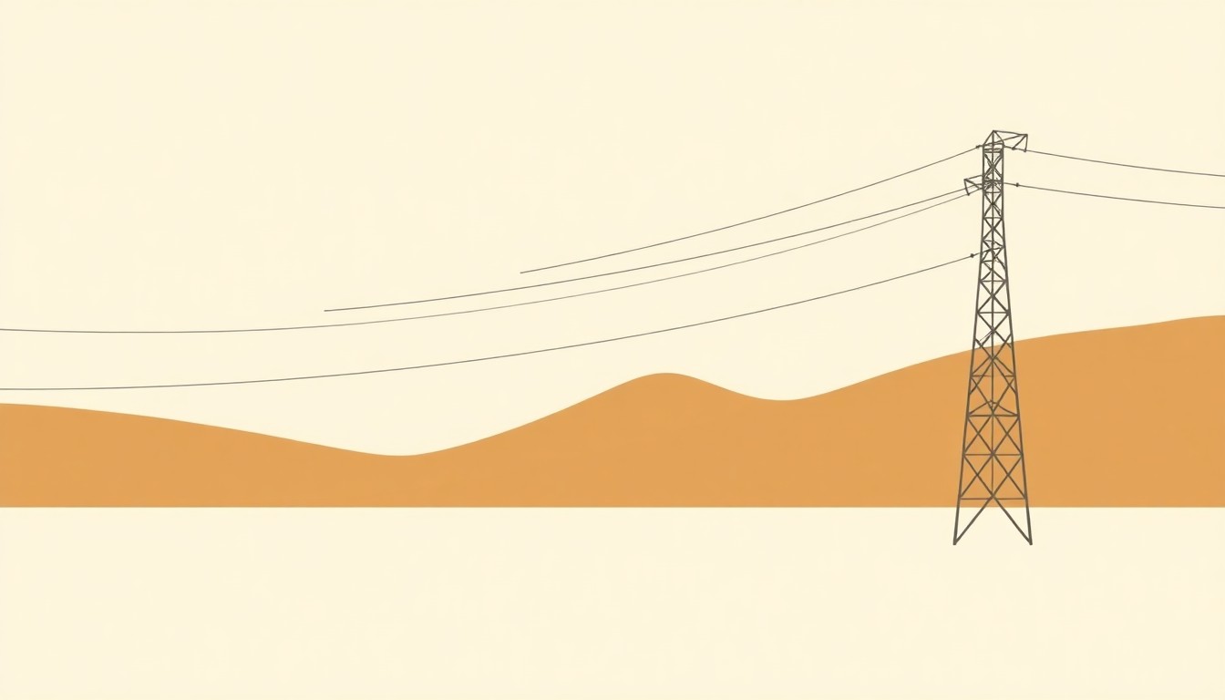 A geometric abstract illustration using overlapping triangles and rectangles in earthy green, brown, and gray tones, conceptually representing the rising costs of electricity in Idaho due to reduced hydropower generation.