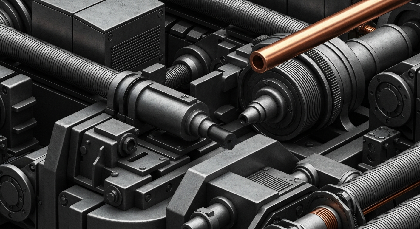 An extreme close-up of intricately engineered industrial machinery and equipment, conveying the physical scale and technical sophistication of the financial services sector.