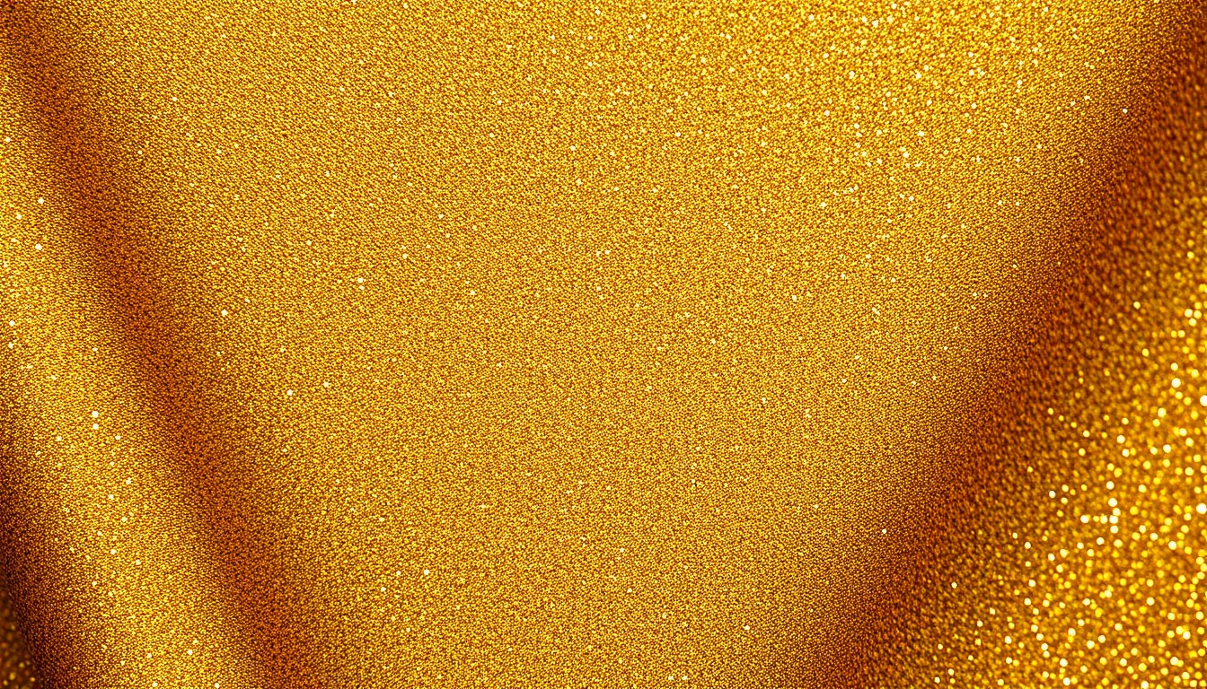 An extreme close-up photograph of a shimmering, textured gold fabric, capturing the glamour and legacy of Jamaican music in an abstract, high-contrast studio composition.