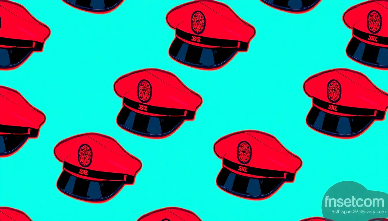 A vibrant, silkscreen-style illustration featuring a repeated image of a military cap in a grid pattern, using a neon color palette and heavy black outlines to capture the celebratory spirit of MCCC's recognition as a top military-friendly school.