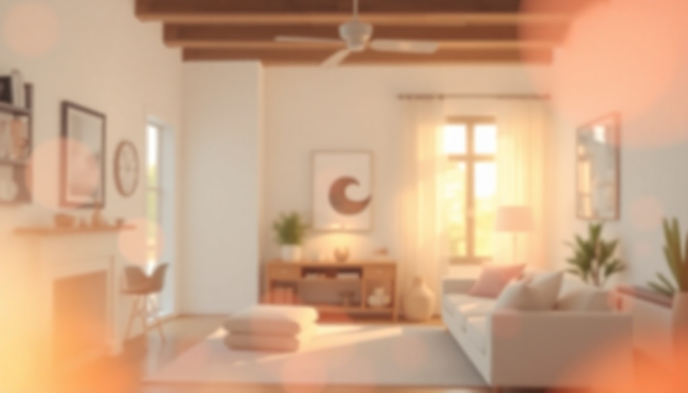 An abstract, impressionistic scene of a home interior in soft focus, with blurred shapes and muted colors representing the planning and design stages of a remodeling project.