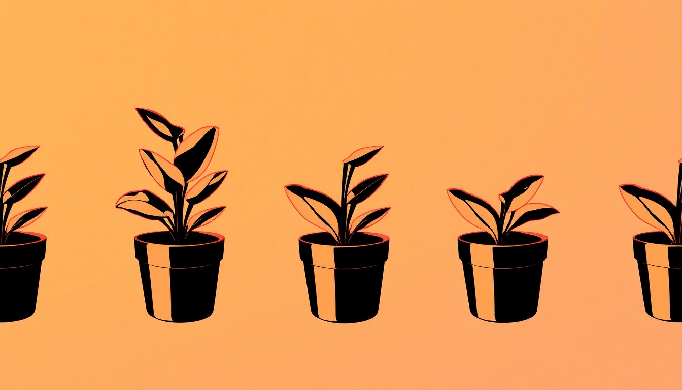 A bold, colorful silkscreen print featuring a repeating pattern of a potted plant or flower in vibrant neon hues, conceptually representing the community-focused wellness event.