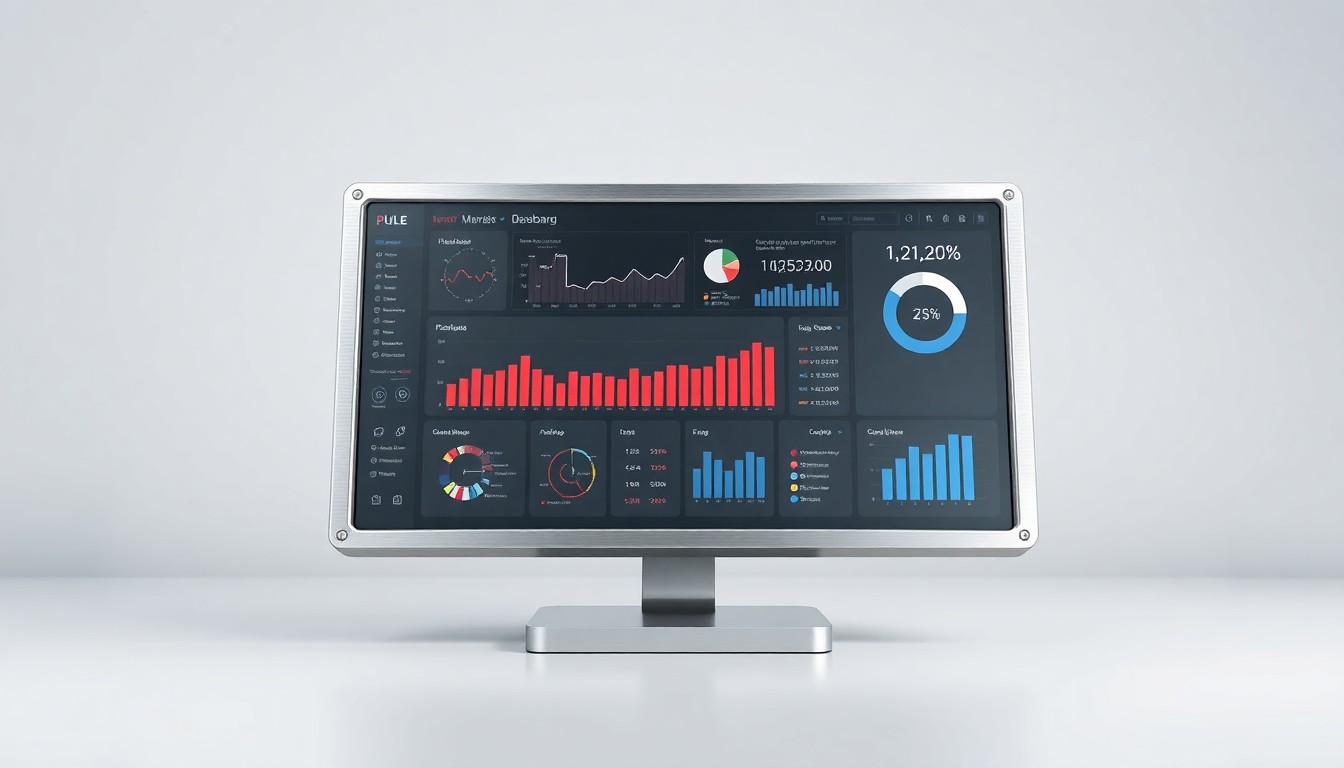 A photorealistic studio still-life image featuring a polished, geometric metal dashboard display with various data visualizations and metrics, representing the Pulse Dash platform and its ability to transform scattered business data into clear, actionable intelligence.