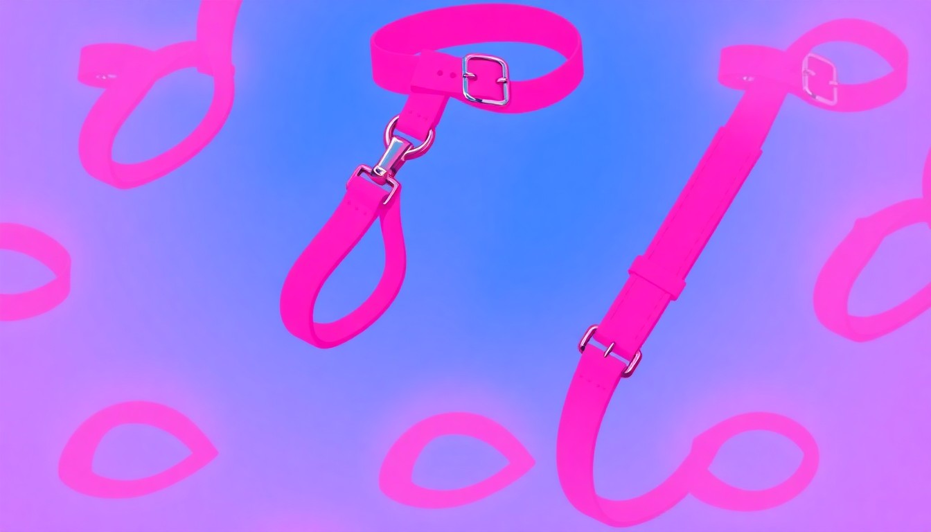 A vibrant, high-contrast silkscreen print of a dog collar or leash repeated in a grid pattern, capturing the emotional urgency of a community search for a lost pet.