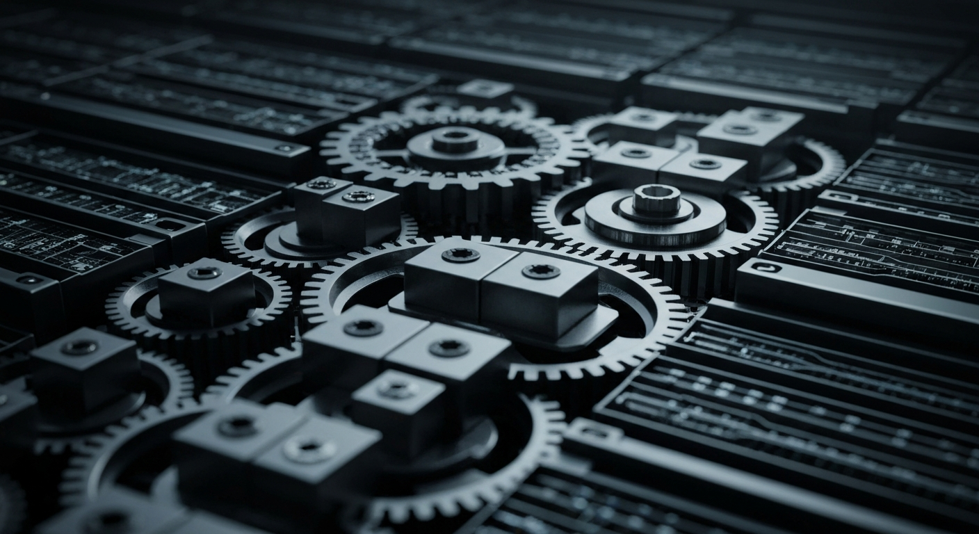 An extreme close-up of the intricate, metallic components of a high-tech computer server, conveying the complex financial infrastructure that powers Netflix's growth and success.