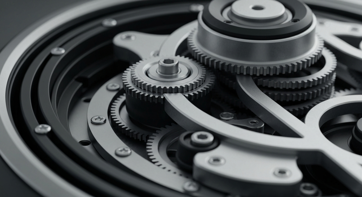 A highly detailed, macro-level view of the intricate inner components and mechanisms of a medical device, conveying the complex engineering and precision behind DexCom's continuous glucose monitoring systems.