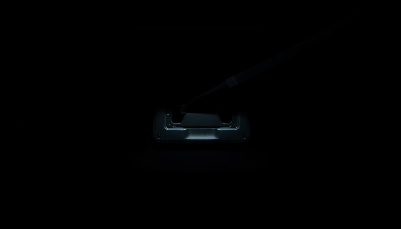 An extreme close-up of a car trunk latch, the metallic surface reflecting a harsh, direct flash of light, conceptually representing the disturbing details at the center of this high-profile crime investigation.